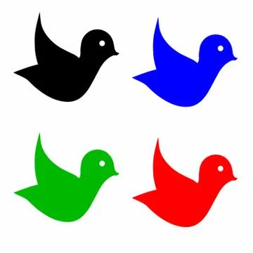 Four birds vector in multiple colors Stock Illustration