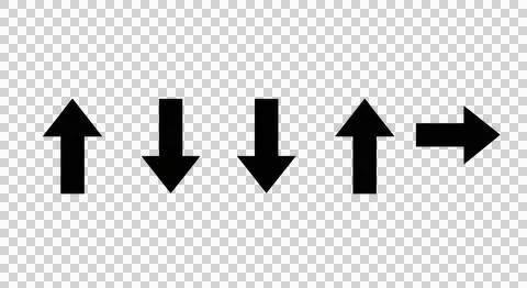 Four black arrows pointing in different directions on a white background is.. Stock Photos