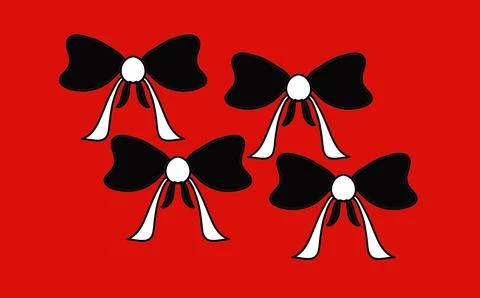 Four Black Bows with White Centers on Red Background Stock Illustration