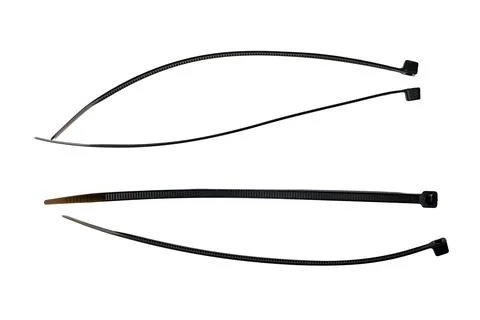 Four Black Cable Ties Isolated Stock Photos