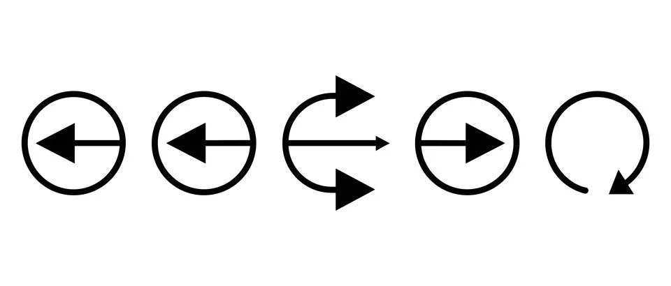 Four black circular arrows with different directions Stock Illustration