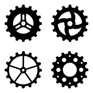 Four Black Gearwheels Stock Illustration