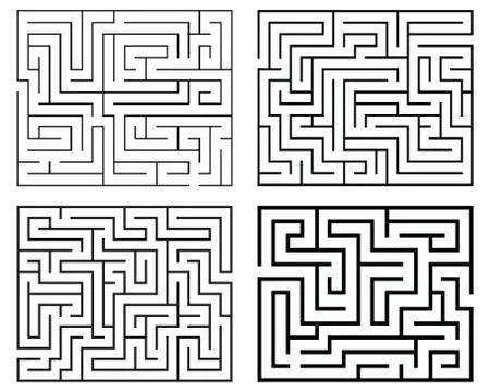 Four black mazes Stock Illustration