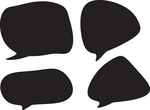 Four black speech bubble shapes on transparent background for design and co.. Stock Illustration