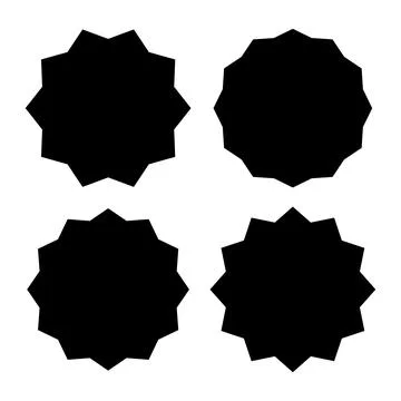 Four black star-shaped frames with different number of rays to create unique Stock Illustration