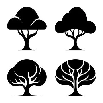 Four black tree silhouettes vector illustration Stock Illustration