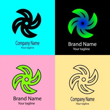 Four Blade Spin logo design Stock Illustration
