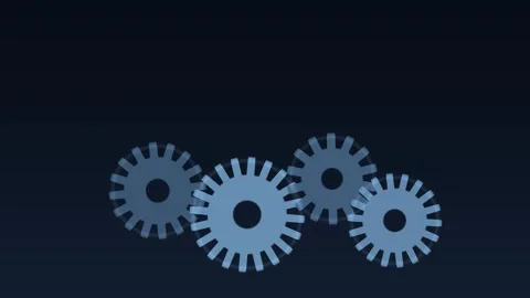 Four blue cogwheels displayed on a dark background as a minimalist industri.. Stock Footage 347465404