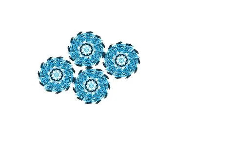 Four blue flowers on white background Stock Illustration