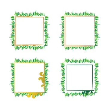 Four borders set with green grass vector Stock Illustration