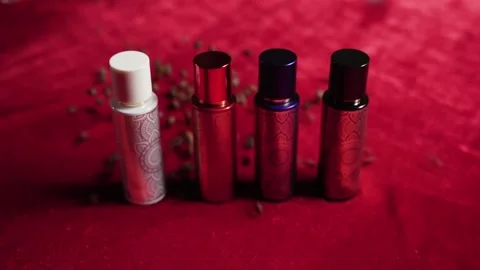 Four bottles of perfume Stock Footage 167740947