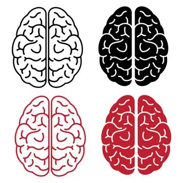 Four Brain Icons representing different concepts of human intellect Stock Illustration