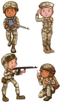 Four brave soldiers Stock Illustration