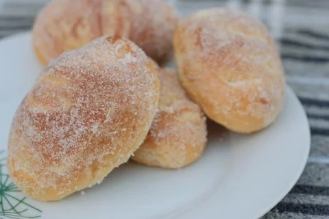 Four bread mix sugar in plate image Stock Photos