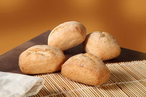 Four breads on the table Foto stock