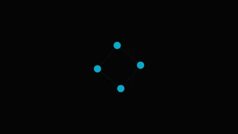 Four bright blue dots arranged in a square formation on a dark background Stock Footage 339617131