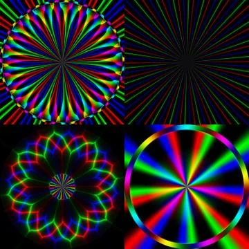 Four bright rainbow emission pattern Stock Illustration