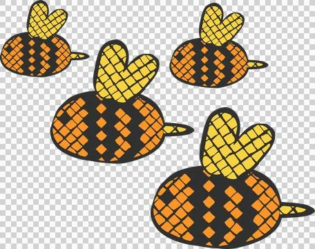 Four bugs are floating in flat style on transparent backdrop with diamond body, Stock Illustration