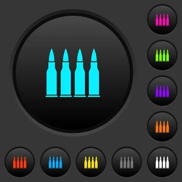 Four bullets dark push buttons with color icons Stock Illustration
