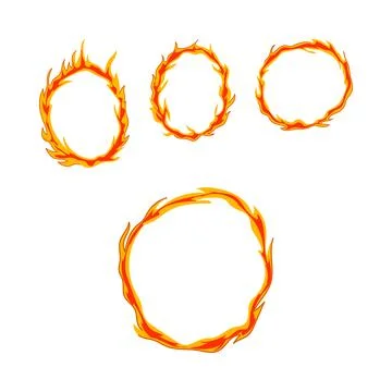 Four burning fire rings vector graphics element Stock Illustration