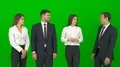 The four business partners talk on the green background 4k or 4k+ Resolution