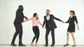 The four business people dancing on the white background 4k or 4k+ Resolution
