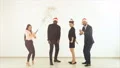 The four business people playing with confetti. slow motion 4k or 4k+ Resolution