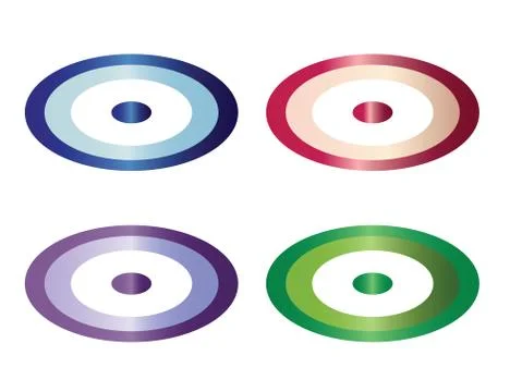 Four buttons vector set in multiple colors - evil eye buttons Stock Illustration