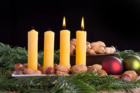 Four candles Stock Photos