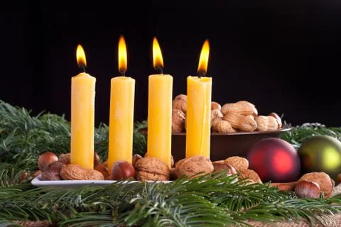 Four candles Stock Photos