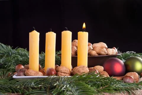 Four candles Stock Photos