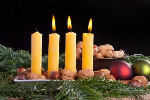 Four candles Stock Photos