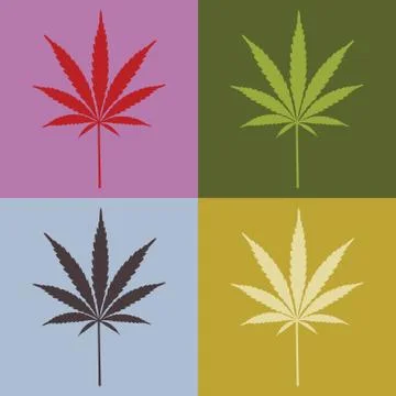 Four cannabis leaf illustration Stock Illustration
