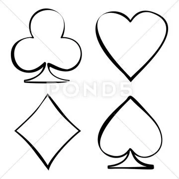 Four card suits. Cards deck. Stock Illustration