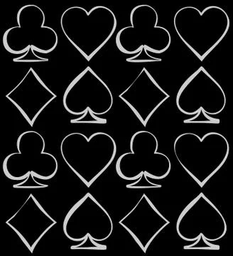 Four card suits. Cards deck pattern. Illustrazione stock