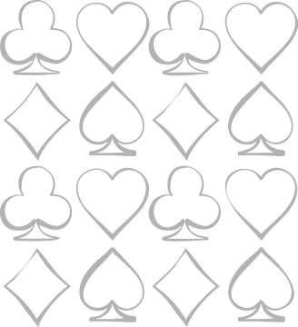 Four card suits. Cards deck pattern. Illustrazione stock