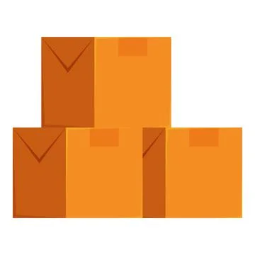 Four cardboard boxes stacked up on top of each other Stockillustratie