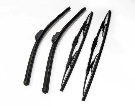 Four cars windshield wipers on a white background Stock Photos