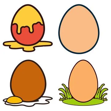 Four Cartoon Eggs in Different Styles and Settings Stock Illustration