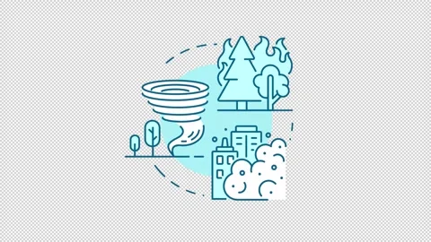 Four categories of global crises blue concept icons animation set Stock Footage 341025004