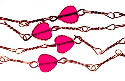 Four Chained Hearts Stock Photos