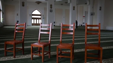 Four chairs in the mosque Video stock 76301820