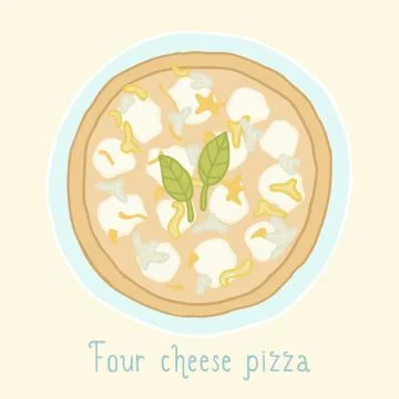 Four cheese pizza. Stock Illustration