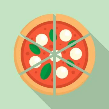 Four cheeses pizza icon, flat style Stock Illustration