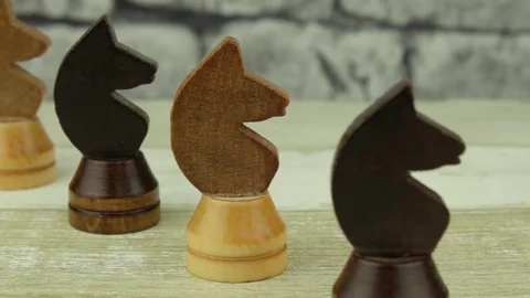 Four chess of knights Stock Footage 78252427