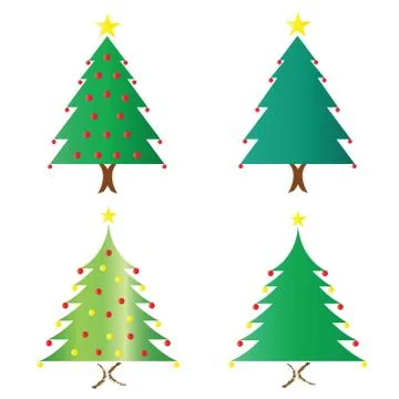 Four Christmas trees vector set Stock Illustration