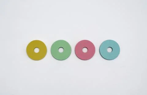 Four circles on a white background. elements of a children's logic game Stock Photos