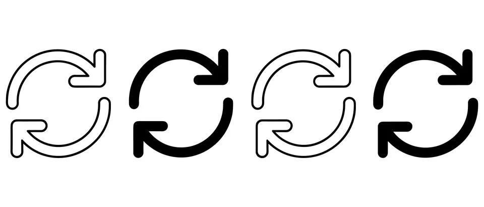 Four Circular Arrows in Different Thicknesses and Colors Stock Illustration