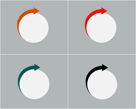 Four circular arrows point clockwise around white circles. Stock Illustration