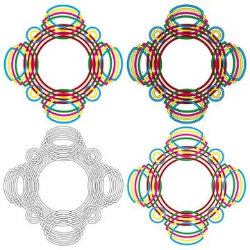 Four circular forms same as a wicker pattern Illustrazione stock
